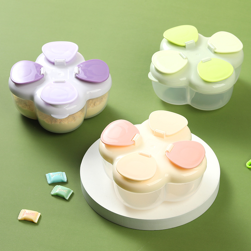 Baby Products Distributor - 휴대용 클로버 4칸 분유 캐니스터, 원터치